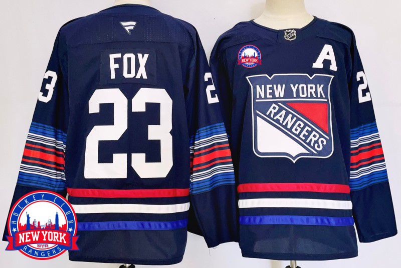 Men New York Rangers 23 Fox Blue Fanatics 2025 NHL Jersey style 9